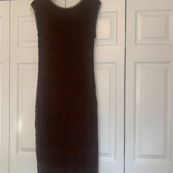 Rabbit Rabbit Rabbit Designs Brown Lace Lined Maxi Dress Size 8 - Picture 3 of 11